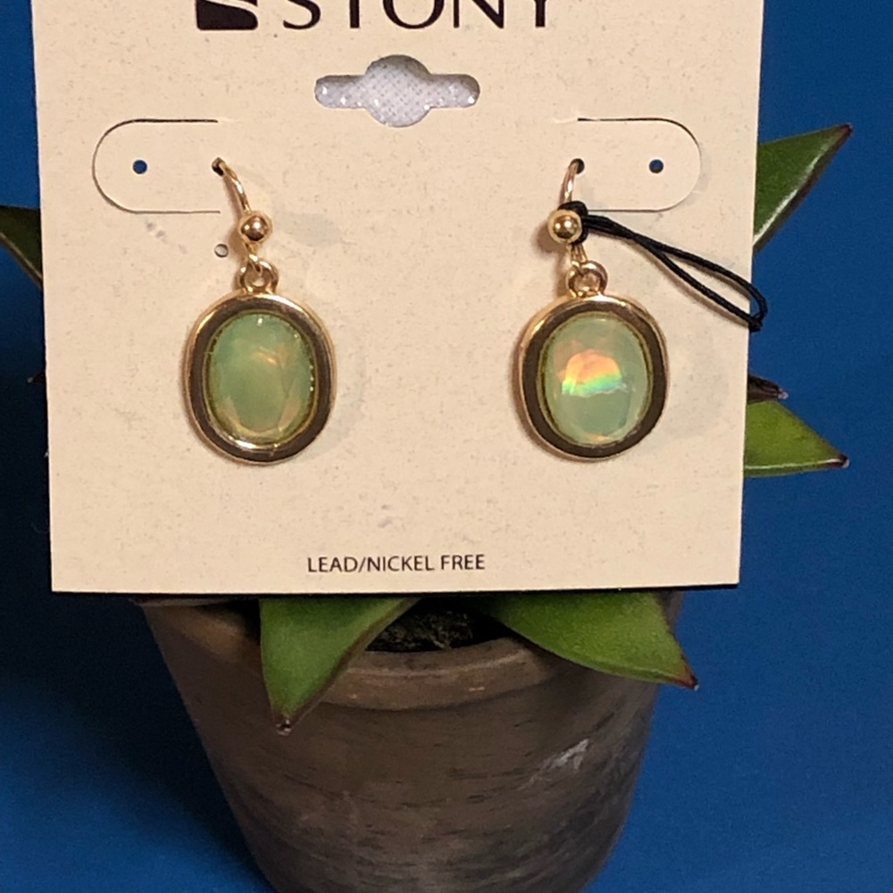 Green Opal Dangle Earrings